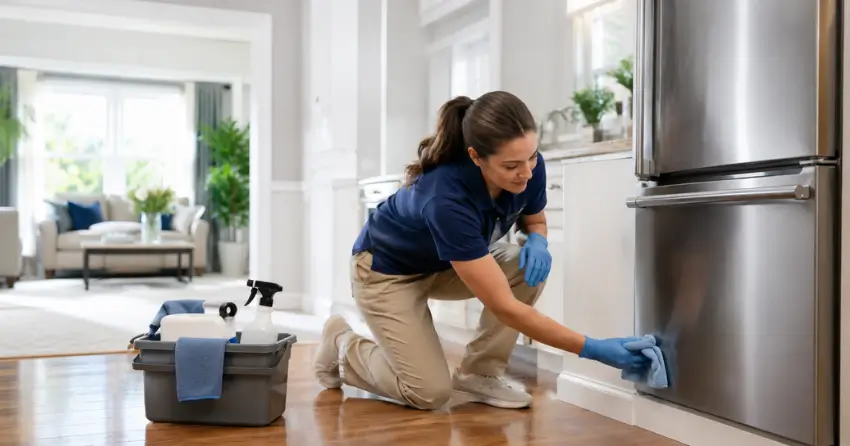 baseboard and trim detail cleaning during annual deep cleaning service in Ajax