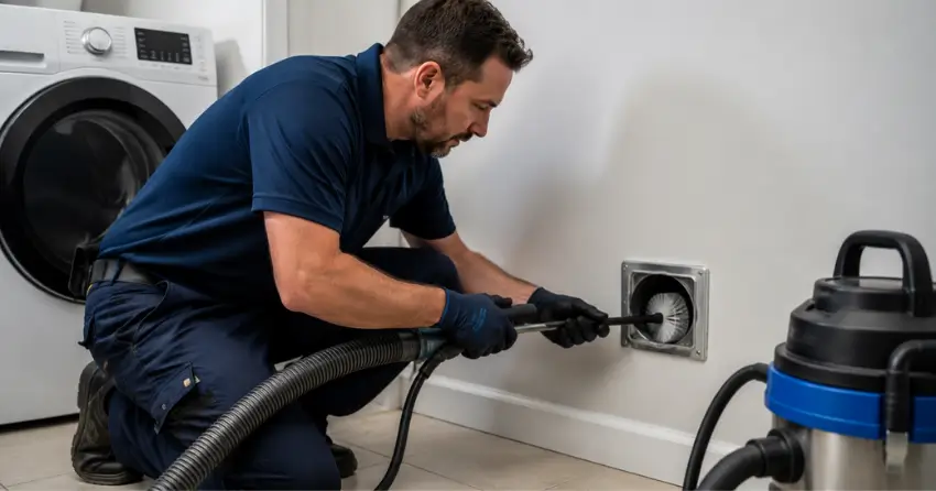 Dryer Duct Cleaning Audley South, Ajax rotary brush and vacuum equipment deployed