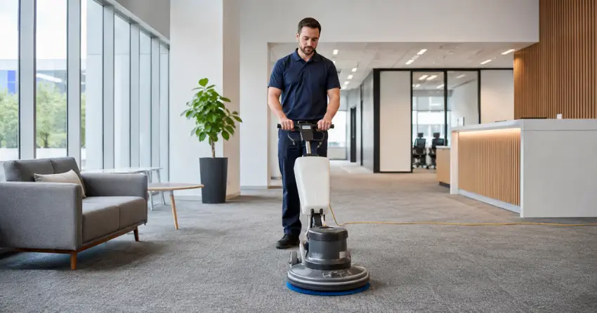 encapsulation carpet cleaning rotary applicator in commercial space in Ajax