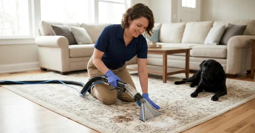 in-home rug cleaning pet stain treatment and extraction Ajax