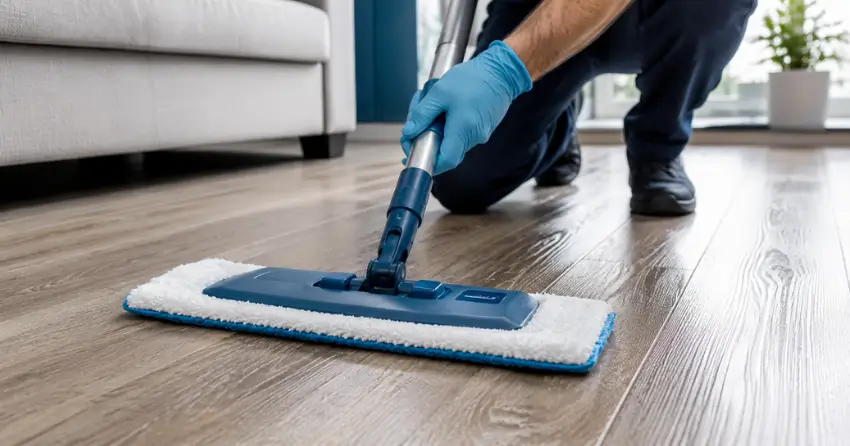 LVP floor cleaning texture grooves detail close up