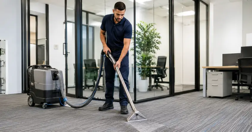 office carpet cleaning hot water extraction in commercial space