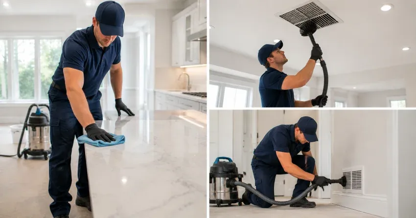 post-construction dust cleaning surfaces and HVAC returns Ajax