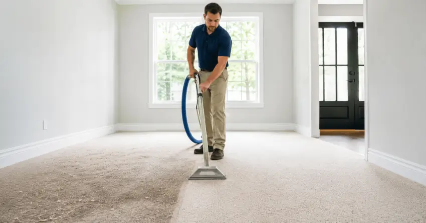 carpet condition before and after post-renovation cleaning