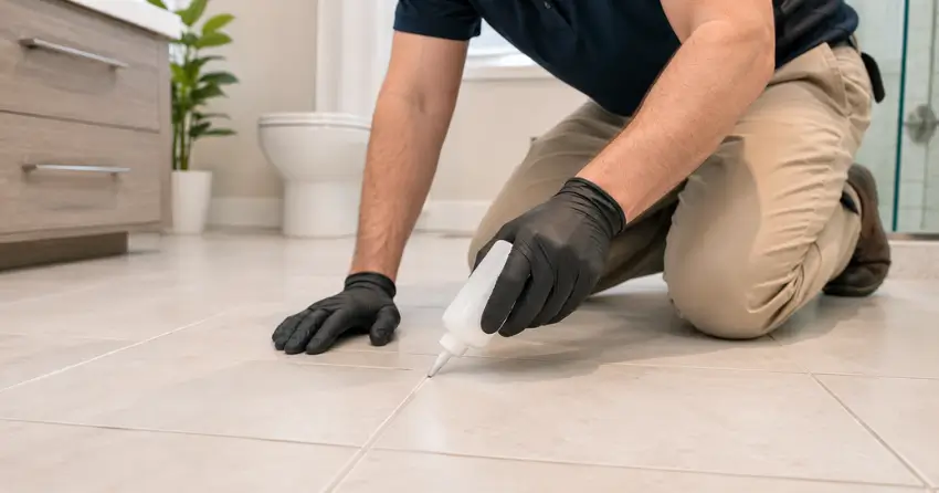 grout sealing application on bathroom tile in Audley North, Ajax
