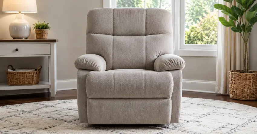 clean recliner in living room after professional upholstery cleaning