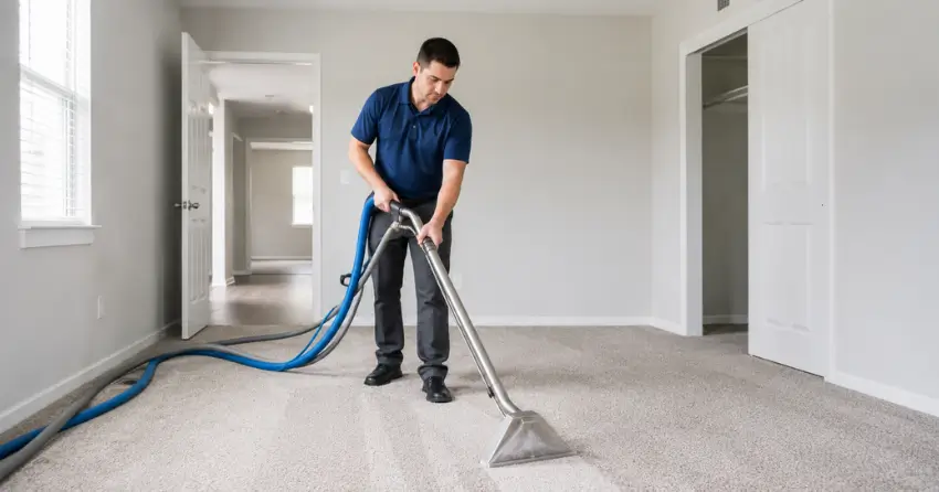 rental property carpet cleaning technician turning over unit in Audley North, Ajax