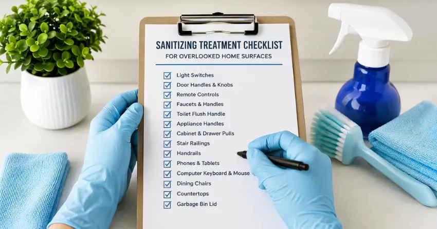 sanitizing treatment checklist for overlooked home surfaces