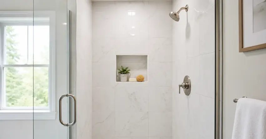 clean shower wall after professional treatment in Clover Ridge, Ajax