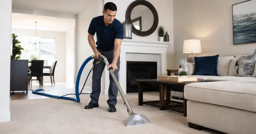 Steam Carpet Cleaning Ajax extraction equipment in use