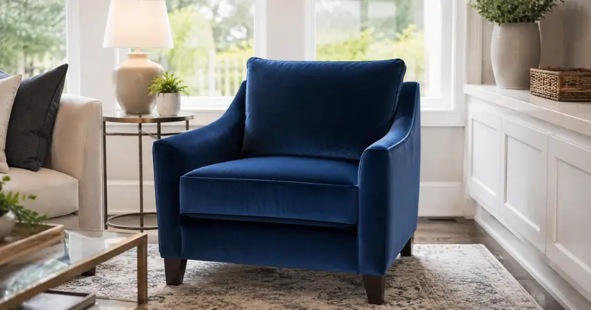 cleaned and groomed velvet armchair in Ajax living room