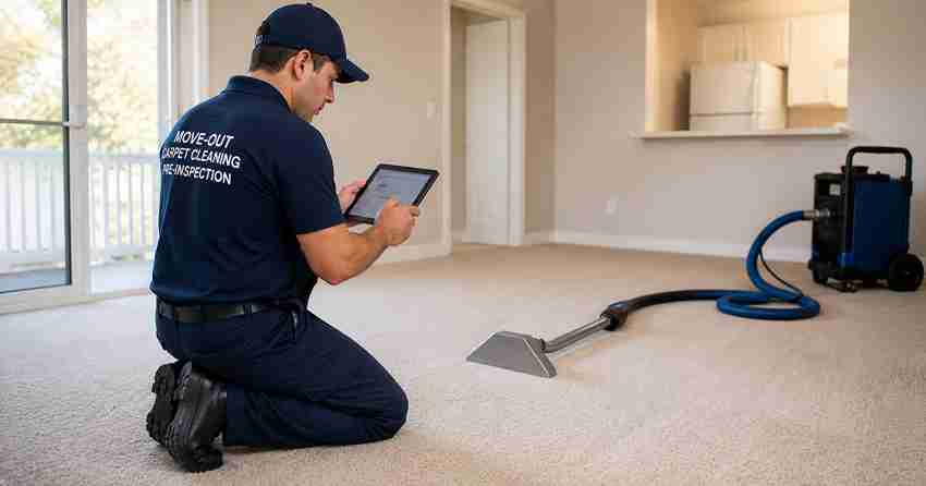 move-out carpet cleaning hot water extraction in rental unit
