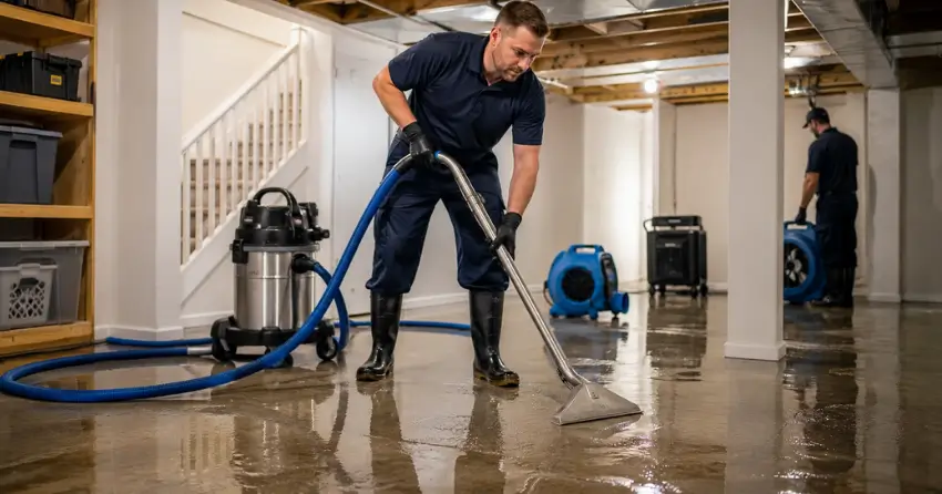 basement flooding cleanup during 24/7 emergency water damage service