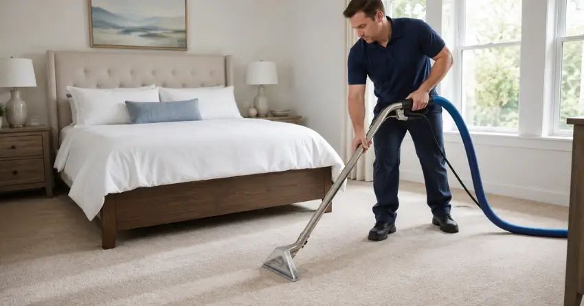 hot water extraction carpet cleaning in bedroom