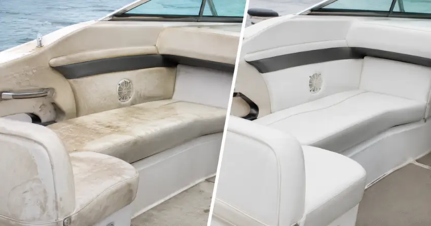 boat upholstery cleaning before and after canvas and vinyl interior restoration