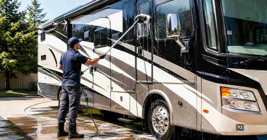 motorhome cleaning professional washing exterior RV in Ajax
