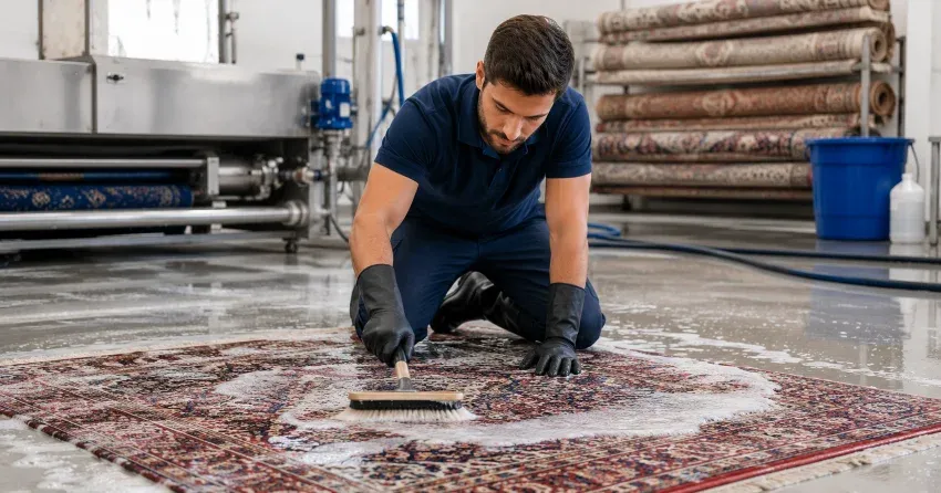 Persian rug cleaning wash and drying process in Ajax
