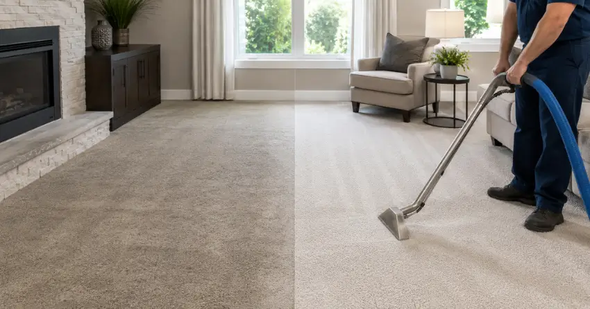 before and after quarterly carpet cleaning results in Ajax